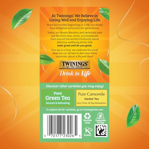 Twinings Pure White Tea Bags, Unopened Tender Tea Buds, 20 CT Box (6 Pack)