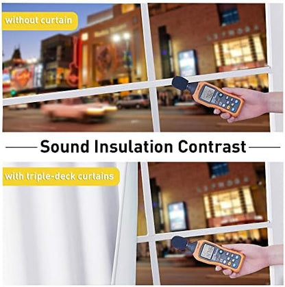 NICETOWN Sound Barrier 100% Blackout Divider Curtains 84", Noise, Heat and Cold Blocking Drapes with Felt Fabric Lining for Noise Reducing/Nursery/Daytime Sleep/Bedroom (White, 2 PCs, 52" Wide)