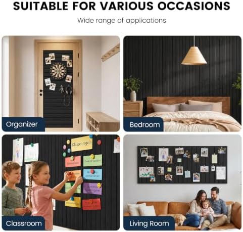 Felt Bulletin Board Cork Board Alternative 48" X 16" Black