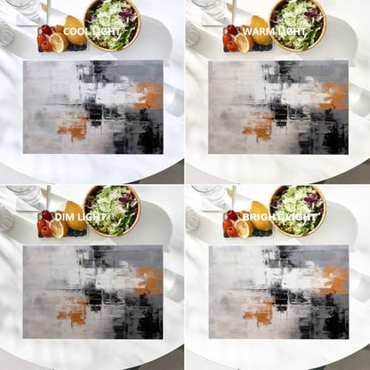 Batmerry Abstract Art with Blocks Color Linen Placemats Set of 4, Colorful Geometric Washable Table Mats for Kitchen Table Thickened Heat Insulation Dining Set Indoor Outdoor 12X18 in