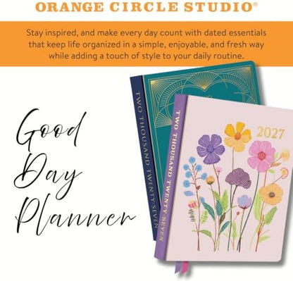 Orange Circle Studio Vibrant Poppies 2027 Good Day Monthly Planner 17-Month Hardcover, 5.5" x 7.75", Lay-Flat Coptic Binding,100 GSM Acid-Free Paper, Monthly Calendar, Dot Grid Notes, Desk Planner Set
