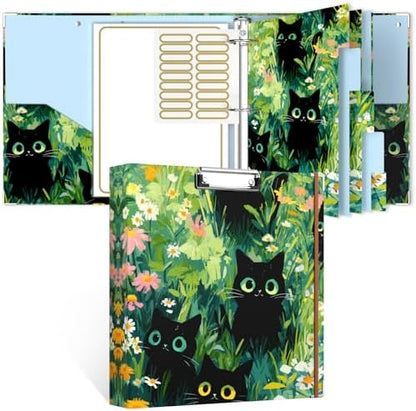 Rouidr 3 Ring Binder, 2 Inch Round Ring Binder Organizer with Clipboard, 5 Dividers Tabs, A4 8.5 x 11 Inch Paper & Clear Sleeves for School, Office Supplies