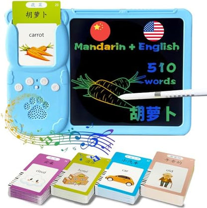 Talking Flash Cards with Writing Tablet - Chinese English, Blue