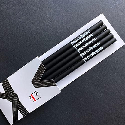 TAE-S Taekwondo Gift Pencils HB with Eraser & PVC Case, Black (30 Count)