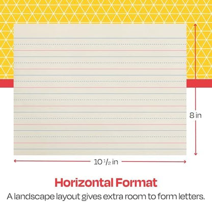 School Smart Zaner-Bloser Writing Paper, Handwriting Practice Lined Paper, Grade 2 Learning, 3/4 Inch Rule, 10-1/2 x 8 Inches, 500 Sheets