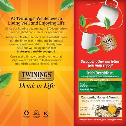 Twinings Decaffeinated English Breakfast Black Tea Bags 25 CT Box (6 Pack)