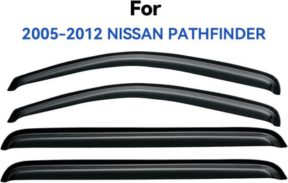 Window Visors Rain Guards Shield for 2005-2012 Nissan Pathfinder, Out-Channel Window Vent Wind Deflectors Visors Shades for 05-12 Nissan Pathfinder