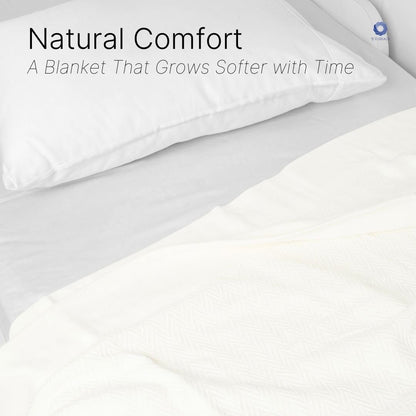 100% Cotton Herringbone Weave Blankets, 66" X 90" Twin, Throw Blanket for Bed, All Season Cotton Blanket, Cozy Blanket,Throws & Bed Blanket, Throw Blanket for Couch, Modern Home Decor -Tusk