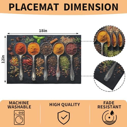 Placemats Set of 6 Washable Linen Place Mats Cloth Table Mats 12x18 Inch