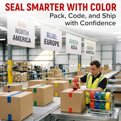 2" x 110 Yards Multi-Color Packing Tape, 24 Rolls Pack (4 x 6 Colors)
