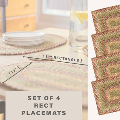 Homespice Azalea Jute Braided Placemats, Rect 13x19 Set of 4
