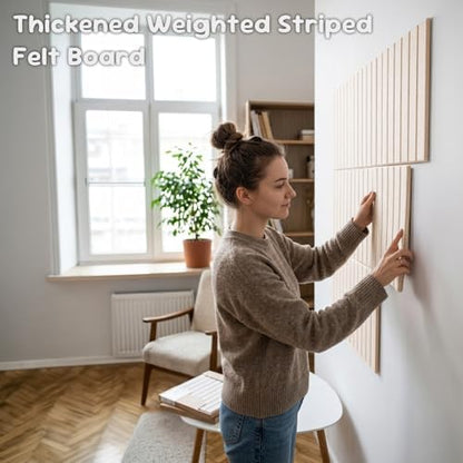 Large Felt Bulletin Board with Self-Adhesive | 12 Pack 48"x36" Cork Board Alternative | Notice Boards with 35 Pushpins, Secure and Easy to Install, Home Office Decor Classroom Decor - Oatmeal