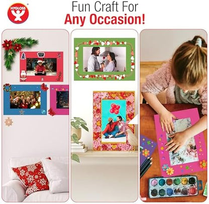 Hygloss 96 Pack Paper Picture Frames, Colorful cardstock Photo Frame 4.75x6.75-Inch, Papers Frames to Decorate for Wedding Birthday DIY Classroom Crafts and Decorations