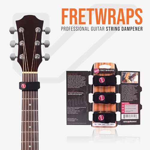 Gruv Gear Fret Wrap & Guitar Mute MTD Edition, Fretwrap for Acoustic, Electric & Bass | String Dampener Recording, Tapping & Practice Accessory (3 Pack, Medium MTD Edition, Fits 5 String Bass, 7