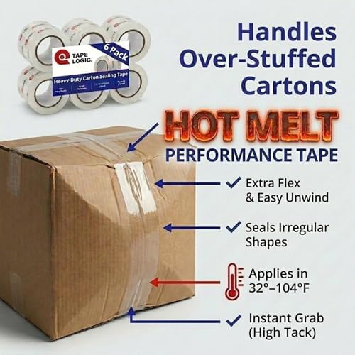 Tape Logic Packing Tape (24-Rolls), 3" x 110 yd - Heavy Duty Packaging Tape Refill for Shipping, Moving, Order Fulfillment, Acrylic 2.6 Mil