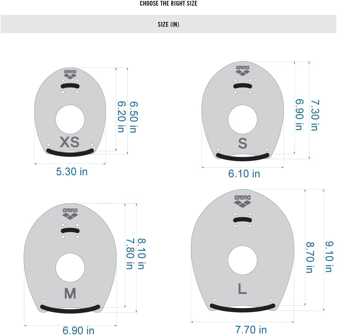 arena Unisex Elite Hand Paddle 2 for Lap Swimming and Technique Training, Swim Equipment for Men and Women, 4 Sizes