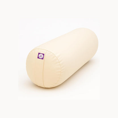 Yogikuti Iyengar Yoga Bolster Pillow for Restorative Yoga & Meditation Poses – 100% Cotton, Firm & Durable Cylindrical Cushion with Washable Cover, Perfect for Balance & Supportive Asanas (White)