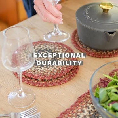 Homespice Chester Braided Placemats Ideal as Table Mats, Round 15" Set of 2