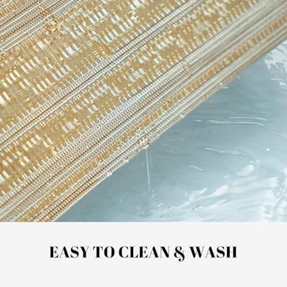 Placemats Set of 8 Vinyl/Plastic Woven Place Mats for Kitchen Table Indoor/Outdoor Washable Placemat Wipeable Dining Table Mats (Aurora Gold,8)