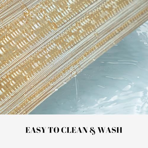 Placemats Set of 6 Vinyl/Plastic Woven Place Mats for Kitchen Table Indoor/Outdoor Washable Placemat Wipeable Dining Table Mats (Aurora Gold,6)