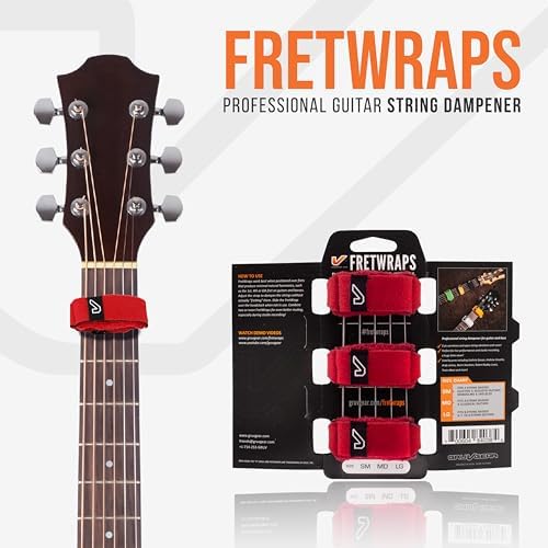 Gruv Gear Fret Wrap & Guitar Mute, Fretwrap for Acoustic, Electric & Bass | String Dampener Recording, Tapping & Practice Accessory (3 Pack, Small Red, Fits 4 String Bass, 6 String Guitar)