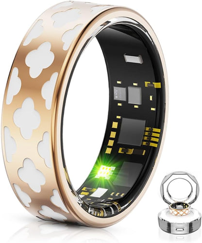 Smart Ring for Women Men -Health Tracker Ring with Heart Rate/Blood Oxygen/Sleep Tracker/Step Counter/10ATM Waterproof Fitness Tracker Ring，Free No Subscription Fee, for iOS&Android