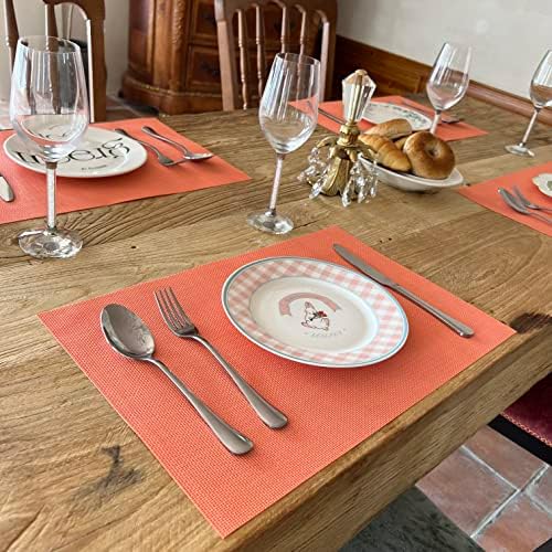 WAZAIGUR Placemats Crisscross Woven Vinyl Place Mats Set of 4 Orange