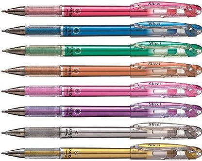 Pentel Arts Slicci Metallic 0.8 mm Needle Tip Gel Pen, Metallic Violet Ink, Box of 12 (BG208-MV)