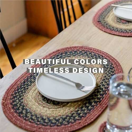 Homespice Highland Braided Placemats for Cabin Decor, Rect 13x19 Set of 6