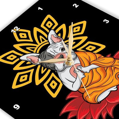 3dRose Wall Clock Silent - 10 inch - French Bulldog Frenchie with Mandala Yoga Buddha Zen - Yoga