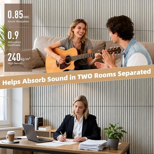 TO-TH Soundproof Wall Panels Wood Grain Acoustic Panel 4 Pack, Natural Oak