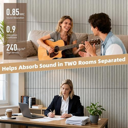 TO-TH Soundproof Wall Panels Wood Grain Acoustic Panel 4 Pack, Natural Oak