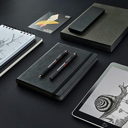 rOtring 800+ Mechanical Pencil and Touchscreen Stylus, Twist-to-Retract, HB 0.5 mm, Black Metal Barrel