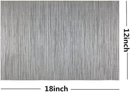 WAZAIGUR Placemats Crisscross Woven Vinyl Place Mats Set of 4 Silver&Black