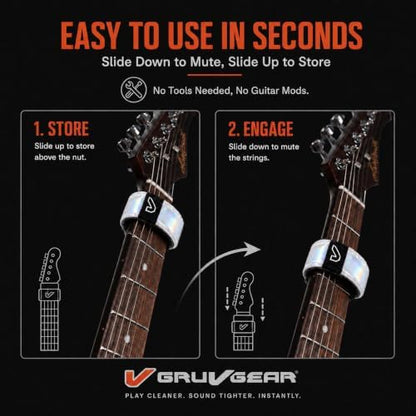 Gruv Gear Fret Wrap Guitar Mute Bubby Lewis FretWrap for Electric, Acoustic & Bass, String Dampener for Recording, Tapping & Practice, Fits 7-12 String Bass (1 Pack Extra Large Iridescent)