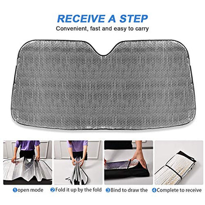 American Flag Eagle Car Windshield Sun Shade Blocks UV Rays Sun Visor Protector Foldable Sun Reflector to Keep Your Vehicle Cool - color: Eagle