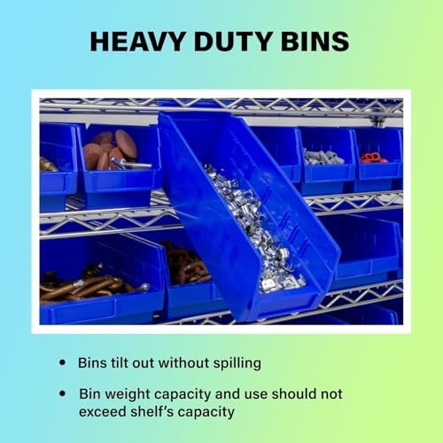 Akro-Mils 30128 Heavy Duty Plastic Shelf Bins, 18"x 4"x 4", Green, 12-Pack