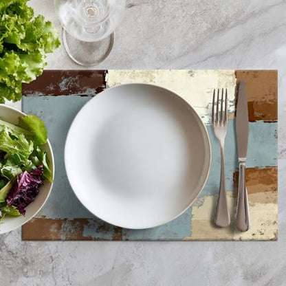Batmerry Grey and Beige Art Painting Linen Placemats Set of 6, Brushstrokes Abstract Brush Painting Washable Table Mats for Kitchen Table Thickened Heat Insulation Dining Set Indoor Outdoor 12X18 in