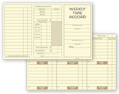 ABC Weekly Preprinted Record Time Cards, Pocket Size, Yellow - 250 Cards
