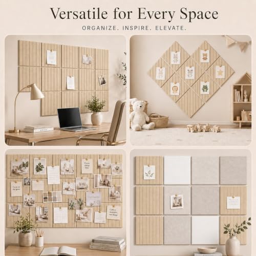 Stripe Felt Bulletin Board Tiles, Cork Board Alternative 48 x 36 in
