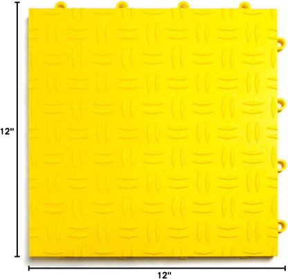 GarageTrac Diamond, Durable Interlocking Modular Garage Flooring Tile (12 Pack), Yellow