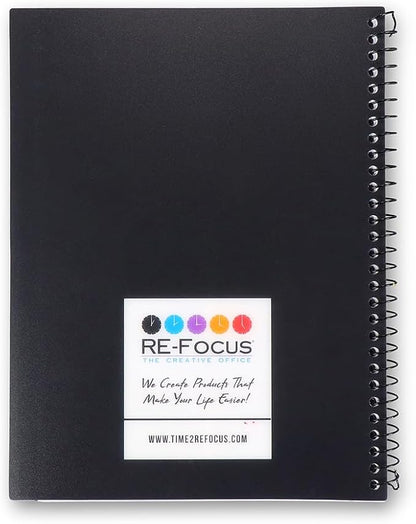 RE-FOCUS THE CREATIVE OFFICE, 2026-2027 Academic Calendar, Monthly and Weekly Views with Time Slots, To-Do List (Black)