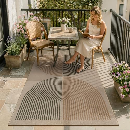 Lahome Modern Rainbow Easy Jute Office Rug, 4x6 Machine Washable Area Rugs