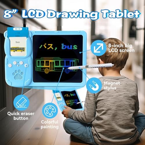Talking Flash Cards with Writing Tablet - Japanese English Blue
