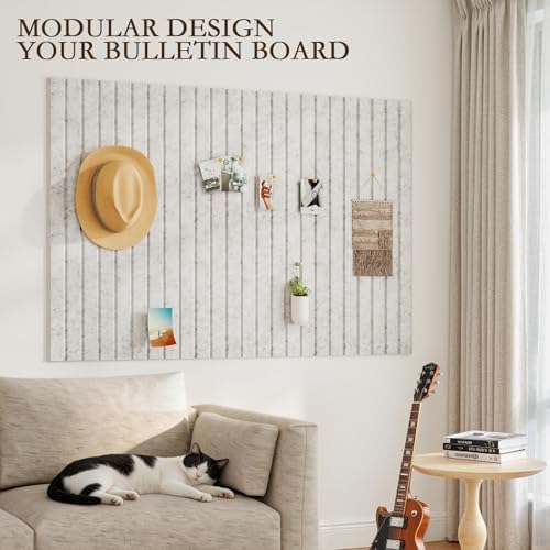 JBER Large Cork Board Alternative 72" x 48" - 24 Pack Self-Adhesive Felt Bulletin Board Tiles, Pin Board Vision Board for Walls, Office & Home Decor(Silver Gray)