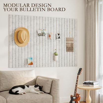 JBER Large Cork Board Alternative 72" x 48" - 24 Pack Self-Adhesive Felt Bulletin Board Tiles, Pin Board Vision Board for Walls, Office & Home Decor(Silver Gray)