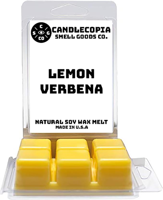 Lemon Verbena Strongly Scented Hand Poured Vegan Wax Melts, 12 Scented Wax Cubes, 6.4 Ounces in 2 x 6-Packs (Lemon Verbena)