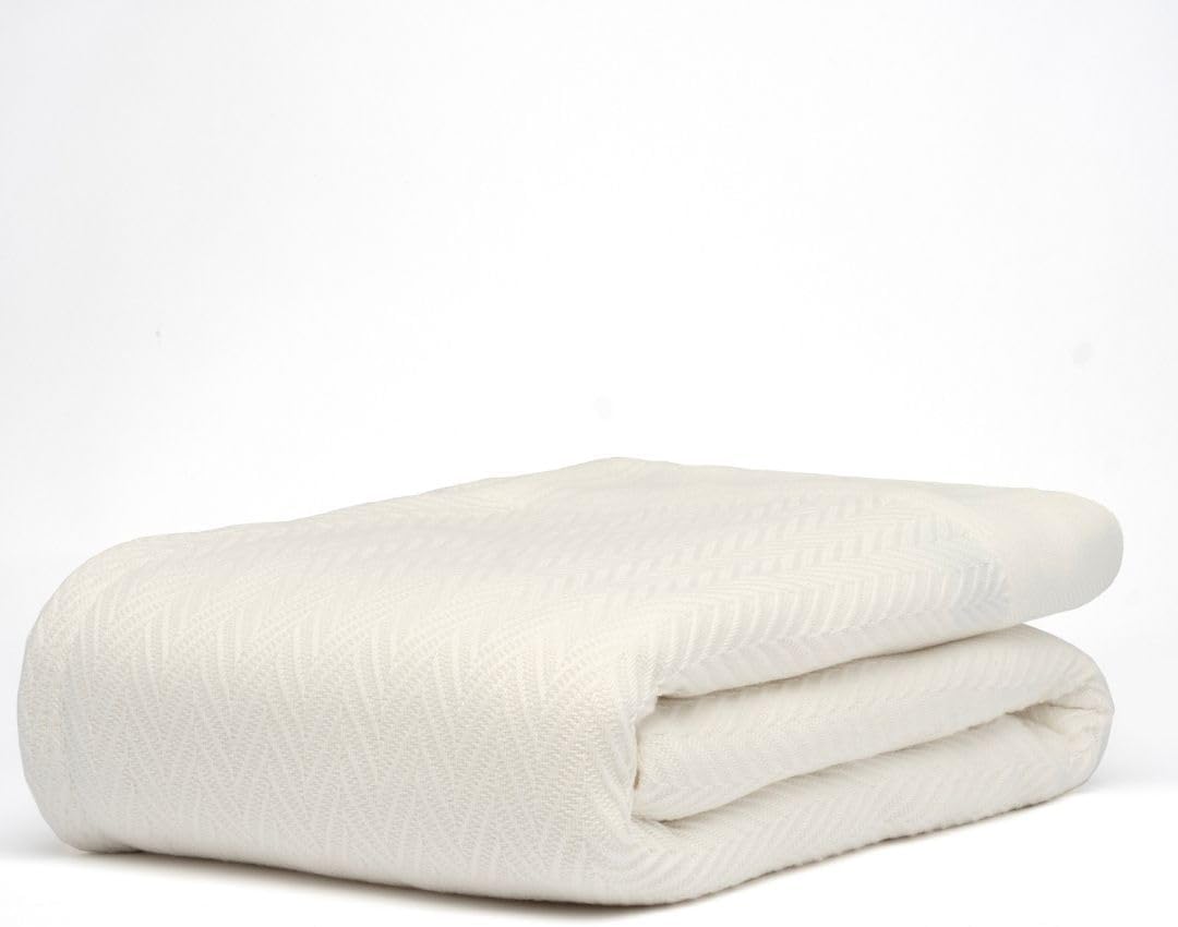 100% Cotton Herringbone Weave Blankets, 66" X 90" Twin, Throw Blanket for Bed, All Season Cotton Blanket, Cozy Blanket,Throws & Bed Blanket, Throw Blanket for Couch, Modern Home Decor -Tusk
