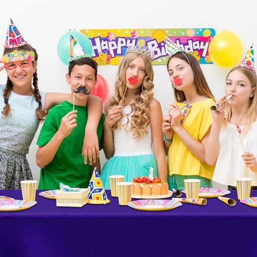 CXPSINC 54 Inch X 300 Feet Plastic Table Cover Roll Disposable Tablecloth with Slide Cutter for All Type/Shape Tables | Party, Banquet, Birthdays, Weddings(Dark Purple, 300 Feet)