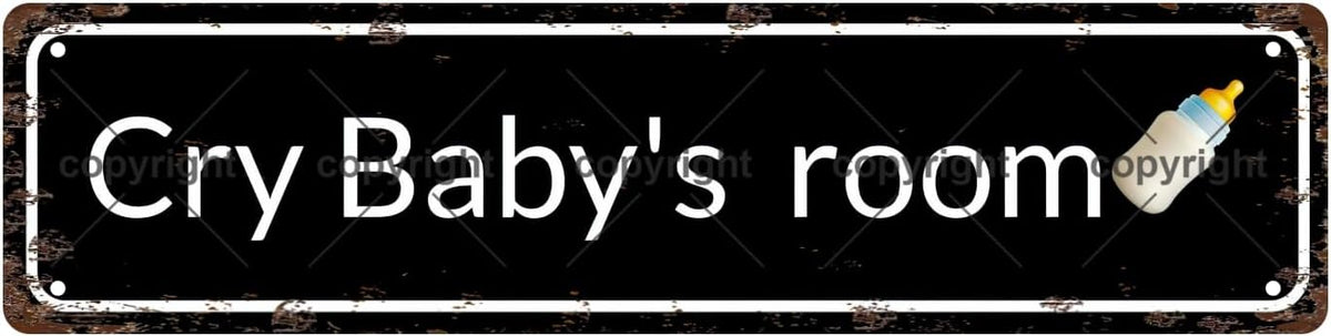 Cry Baby's room Space Vintage Metal Tin Street Sign Bar Cafe Garage Cave Home Room Wall Bathroom Farmhouse Garden Porch Patio Decor, 16 x 4 Inch